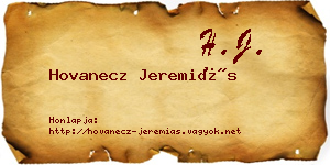 Hovanecz Jeremiás névjegykártya